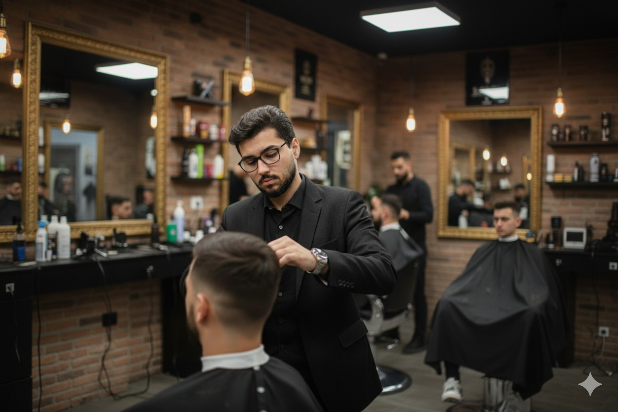 Interior da Santa Rosa Barbearia em Uberlândia